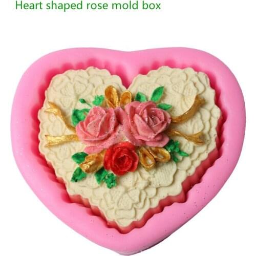 1pcs Big love heart shape flower Resin Clay Soap Mold Sugarcraft Silicone mould chocolate fondant cake decorating tools