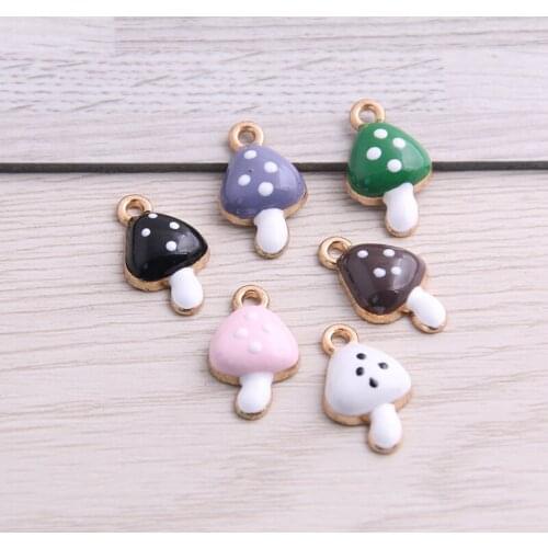 SWEET BELL 10pcs 11*19mm Six Color Alloy Metal Drop Oil Mushroom Charms Pendant For DIY Bracelet Necklace Jewelry Making