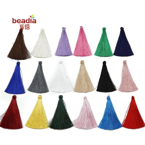 2pcs 65mm Rayon Tassels Silk Satin Charms Necklace Earring Findings Tassels Jewelry Making Cellphone Bag Necklace Accessories