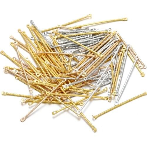 50Pcs/lot 15-40mm Gold Stripe Double Cylinder Bar Earrings Connecting For Jewelry Making Earring Pins DIY Supplies Accessories