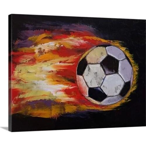 Canvas Pictures Abstract Flying Soccer Home Decor Paintings Wall Art With Fire Prints Modern Poster Modular Bedside Background