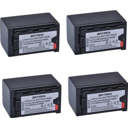 4pc 5200mAh VW-VBD58 VBD58 Rechargeable battery for Panasonic VBD78 VBD29 VBD55,AJ-HPX260MC,HPX265MC,PX270,PX280MC,PX285MC