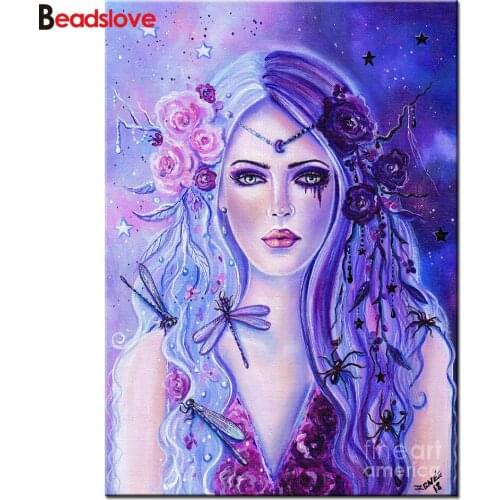 Diamond Painting Witch Girl ,rhinestone Crystal diamond art paintings,Full square Round Drill Mosaic,5D fantasy Woman S15