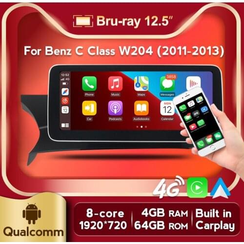 1920X720P IPS blu-ray android car radio head unit for Mercedes Benz C W204 2011-2013 audio stereo with 4G lte Carplay