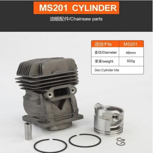 Free shipping of 1 set ceramic coated cylinder assembly for MS201 chainsaw aftermarket repair&replacement high cost effect