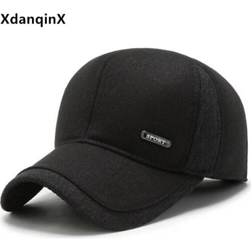 XdanqinX Winter Mens Warm Hat Thick Thermal Baseball Cap Cold-proof Earmuffs Hats For Men Adjustable Size Casual Sports Caps