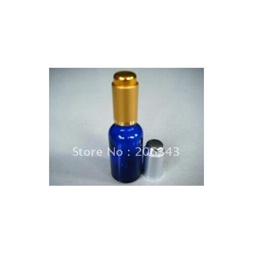 30ml blue essential oil bottle with electric aluminum pressure capfor cosmetic l packaging,glass bottles