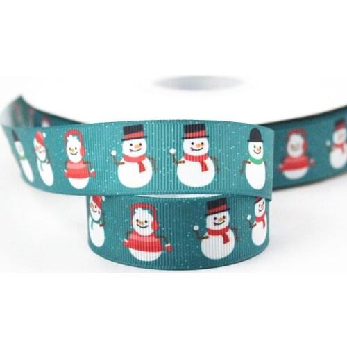 Christmas snowman printed grosgrain ribbon Decorative Ribbon Gift Packing Patchwork Handmade 16mm 22mm 25mm 38mm 57mm 75mm