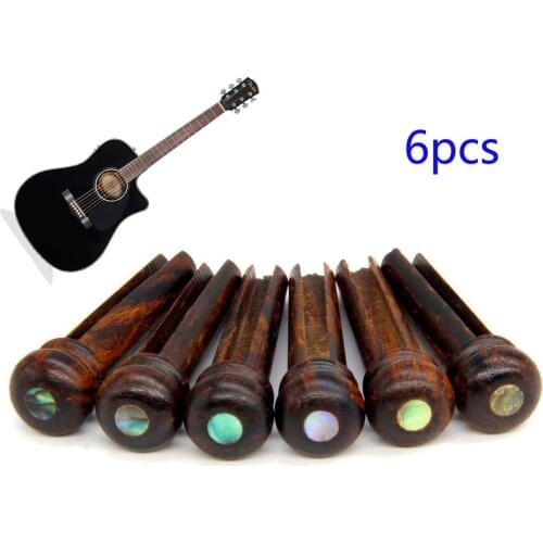 6 Pcs/set String Nails Pin Rosewood Abalone Dot String Nail Pin Diy Replacement Parts Suitable instrument: Folk Guitar