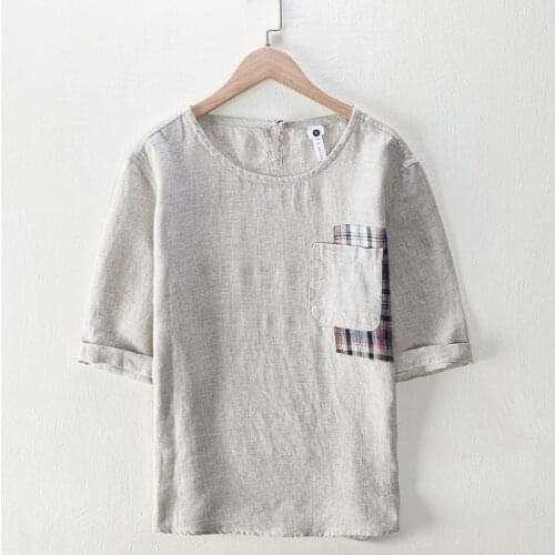 2021 New arrival short-sleeved pure linen t shirt men round neck designer t-shirt for men fashion comfortable tshirt male camisa