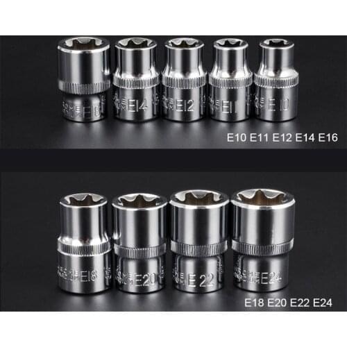 1pc 3/8 1/2 Inch Drive E Socket Wrench Head E10 E11 E12 E14 E16 E18 E20 E22 E24 Trox Female Socket Auto Repair Hand Tools