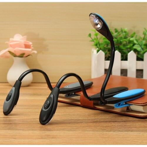 GTBL Mini Flexible Clip-on Bright Booklight LED Travel Book Reading Lamp White Light book holder small table lamp light small