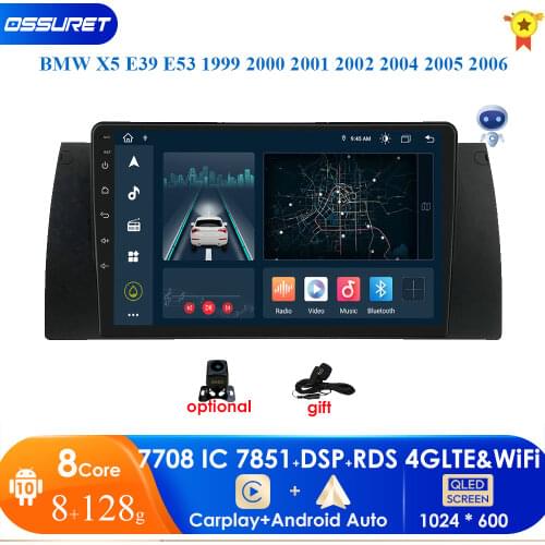Hizpo 1 din 9'' Android 10.0 Car dvd player For BMW E53 E39 X5 Quad core Auto radio Car Multimedia Stereo with DSP 4GWIFI BT SWC