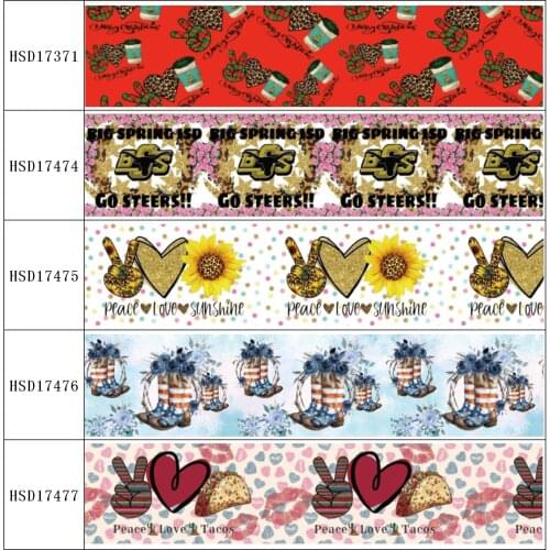 HSDRibbon free shipping 3" 75mm heat transfer printed hsd-design series Grosgrain Ribbon 50Yards/Roll