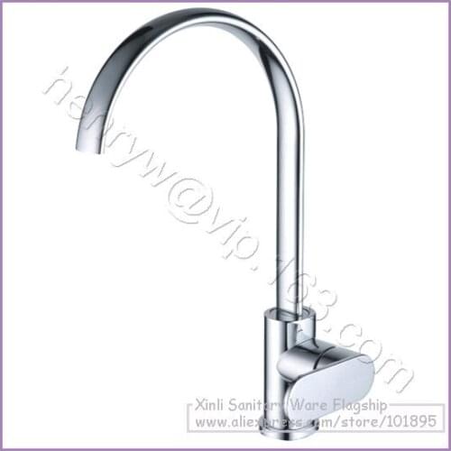 L15796 - Luxury Square Tall Kitchen Sink Faucet Deck Mounted Silver Color Single Leaver Kitchen Mixer Taps
