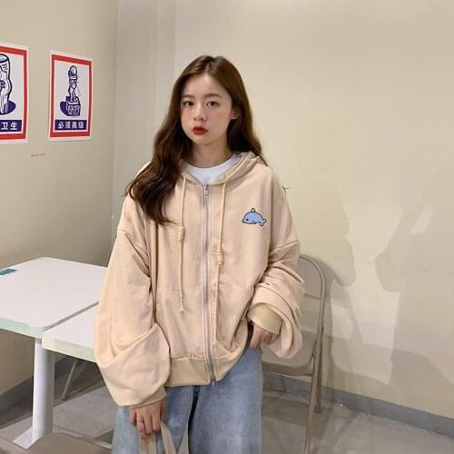 Cute Crop Top Hoodies Women Zipper Oversized Hoody Zip-up Harajuku Sweatshirt Cotton Thin Korean Style Streetwear Outerwear