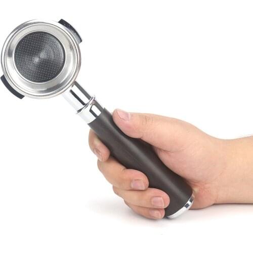 58MM Stainless Steel Double Ear Coffee Machine Handle Bottomless Filter Portafilter Universal Wooden E61 Espresso Coffee Tools