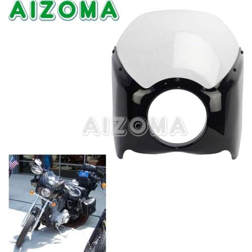 Clear Motorcycle Headlight Fairing 5.75 inch Headlamp Cowl Windscreen for Harley Softail Fat Boy Sportster Cafe Racer Chopper