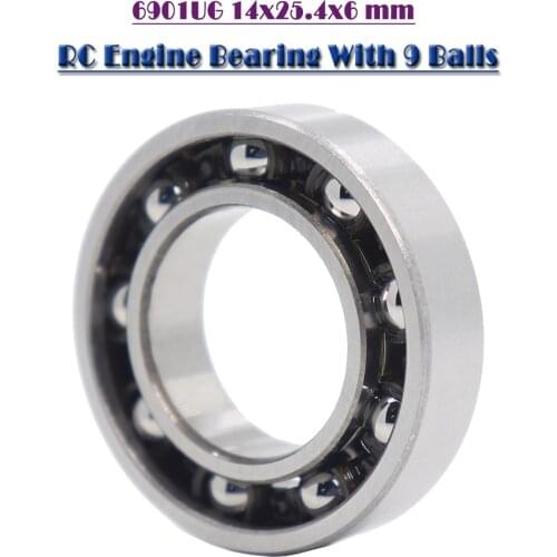 6901UG RC Engine Bearing 14x25.4x6 mm ABEC-3 ( 1 PC ) 6901 UG OD 25.4mm With 9 Balls Glow Plug Model R/C Engines Ball Bearings