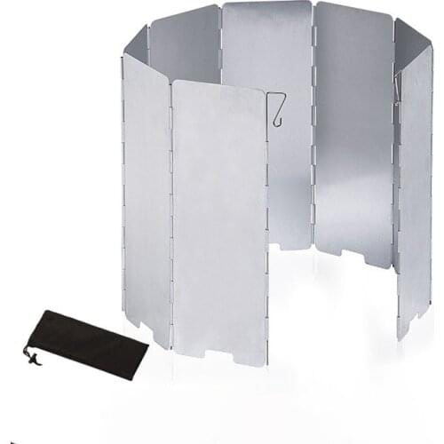 10 Plate Foldable Outdoor Camping WindShield Aluminum Alloy Gas Stove Windshield Picnic Camping Cooker Burner Windproof Screen