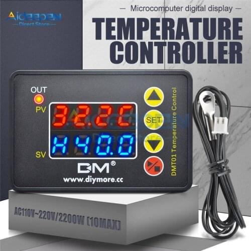 DMT01 AC 110V-220V DC 12V 24V Microcomputer Temperature Controller LCD Display Digital Thermostat Thermoregulator For Freezer