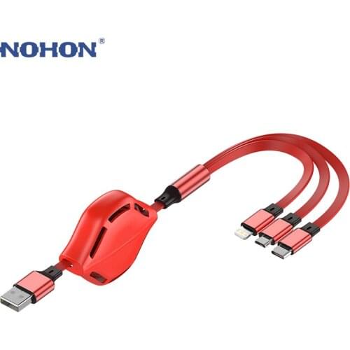 3 in1 retractable Micro USB Type C Data Fast Charging Cable For iPhone 8 12 6S Max Origin Quick Charge Android Mobile Phone Cord