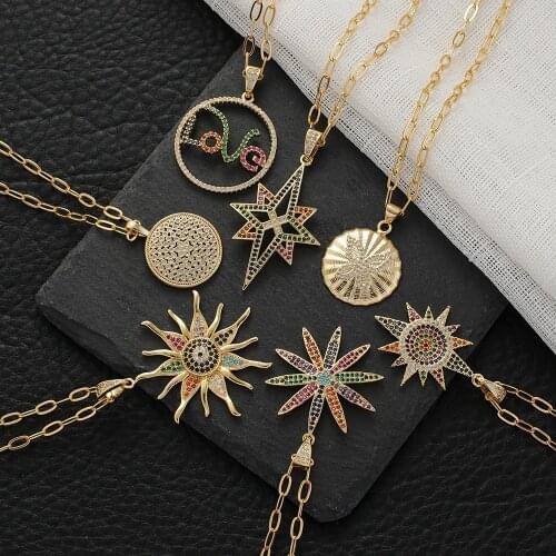 Hip hop Iced Out Bling Sun Flower Pendant Necklaces For Men Women Fashion CZ Letter Love Charm Necklace Hiphop Jewelry Gifts