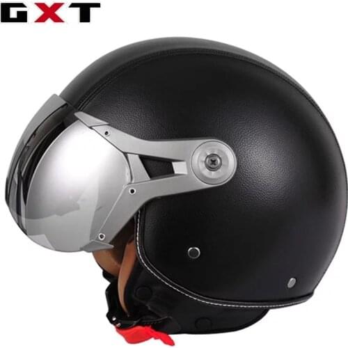 Vintage Motorcycle PU Leather Capacete 3/4 Helmets RETRO Helmet Casco Motorbike Cruiser Touring Chopper Scooter Riding Helmets