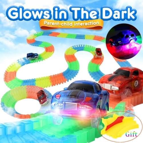 Magical track funny track LED Light Up Car Toys DIY track Accessories gifts Flexible Track Educational Toys For Children Boys