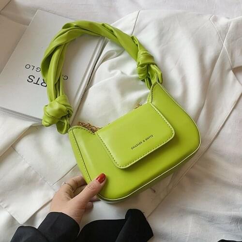 Small Fashion Short Handles PU Leather Underarm Crossbody Bag for Women 2021 Luxury Trendy Chain Baguette Shoulder Handbags