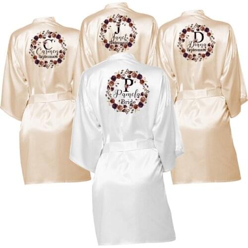 Custom Name Wedding Robe Bathrobe Sleepwear Dressing Robes Women Satin Robe Bride Robe Bridesmaid Robes Bridal