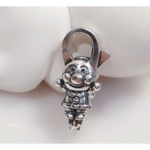 Genuine 925 Sterling Silver Cartoon Bracelet Vintage Lock Lobster Lock Clasp for Women Fit for European Charm Bracelets