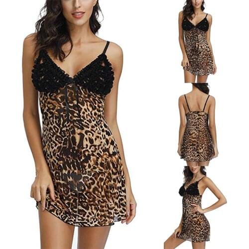 Women Sexy Lingerie Leopard Print Sleepwear Underwear Sexy Camisole Braces Skirt Hot Erotic Clothing Sexy Underclothes