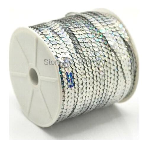 1 Roll(100 Yards) Silver Plated AB Color Sequins Trim 6mmhandmade accessories DIY supplies dress deco