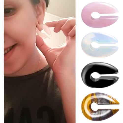 1PC Key Hole Shape Ear Weights Nature Stone Ear Heavy Gauges Ear Hangers Stretched Dangle Plugs and Tunnels Stretching Unisex