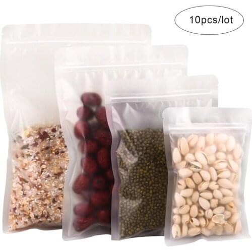 10pcs Transparent plastic ziplock bags self sealing storage bag fruit tea flower tea dried fruit snack accessories packaging bag