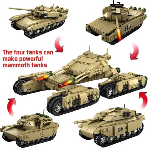 1242pcs Iron Tank Trench WW2 Military City Series Block Sets Assemblage Building Blocks Weapon Tank Bricks Toys For Children