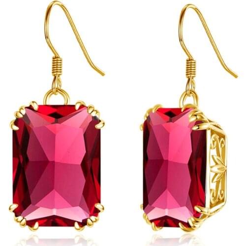 14K Gold Red Drop Earrings For Women 925 Sterling Silver Earings Fashion Jewellery Party Valentines Earring Fine Jewelry Gifts