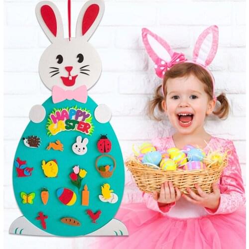 2020 Easter Felt Pendant DIY Felt Rabbit Set With Detachable Ornament Bunny Decoration Wall Hanging Game Gift Decoration
