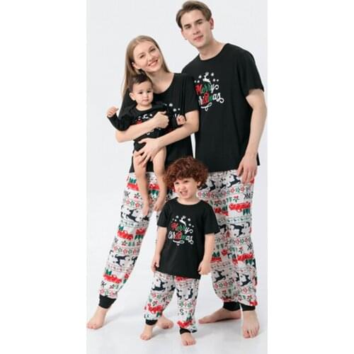 2021 Christmas Family Matching Pajamas Set Mum Daughter Dad Son Short T-Shirt+Pants Adults Kids Pyjamas Family PJS Baby Romper