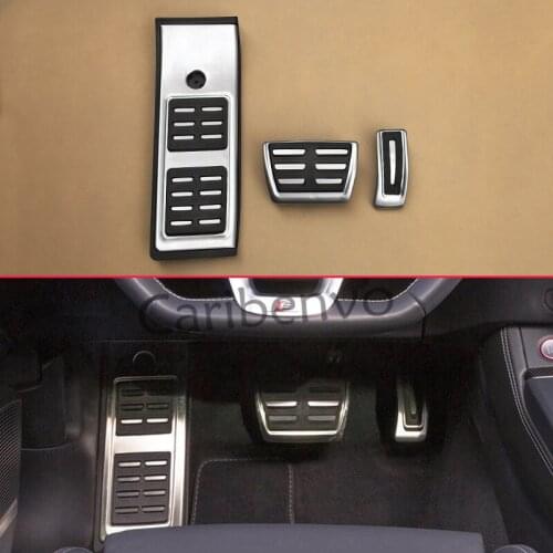 3Pcs/Set Non-Slip Car Gas Brake Foot Rest Steel Rubber Pedal Cover For 2018-2020 Audi Q5 SQ5 No Drill Accelerator Accessories