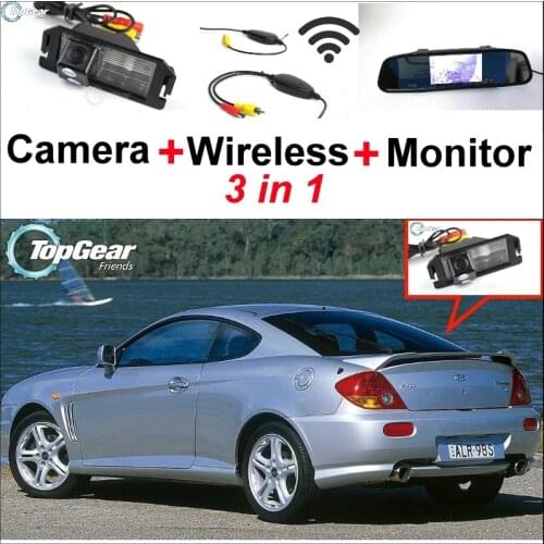 3 in1 Special Rear View Camera + Wireless Receiver + Mirror Monitor Back Up Parking System For Hyundai Coupe S3 Tuscani Tiburon