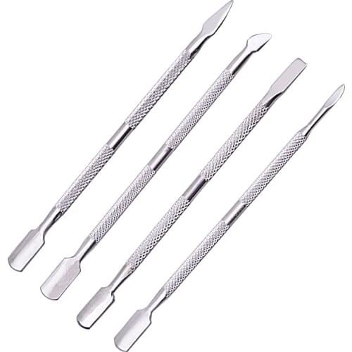 4pcs/set Nail Pusher Spoon Remover Stainless Steel Cuticle Manicure Pedicure Nail Art Equipment Perfect Nail Care Cleaner Tools