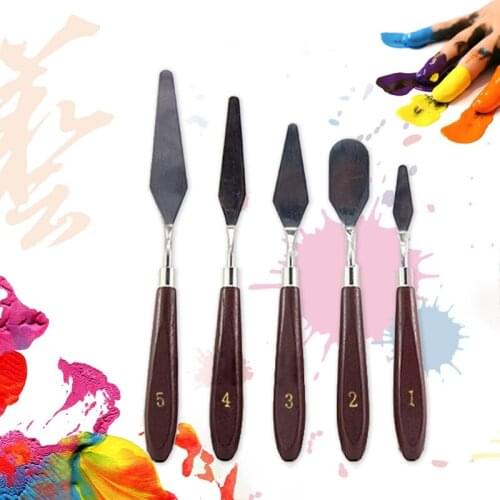 5Pcs Professional Stainless Steel Spatula Kit Palette Knife for oil painting Arts Painting Tool Set flexible blades