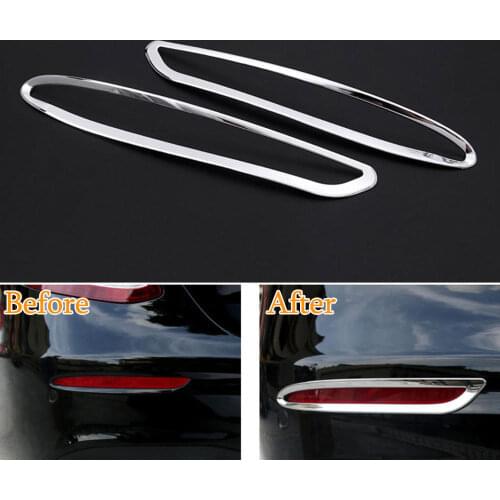 BBQ@FUKA 2x Auto Car Rear Fog Light Lamp Cover Frame Trim ABS Sticker Fit For Benz W213 E Class 2016 Car Decal Styling Accessory