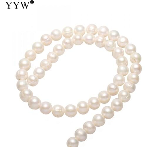 7-8mm Freshwater Pearl Beads For Necklace Bracelets Jewelry Making 15" 15.7" Strand White Loose Cultured Pearls Natural Beads