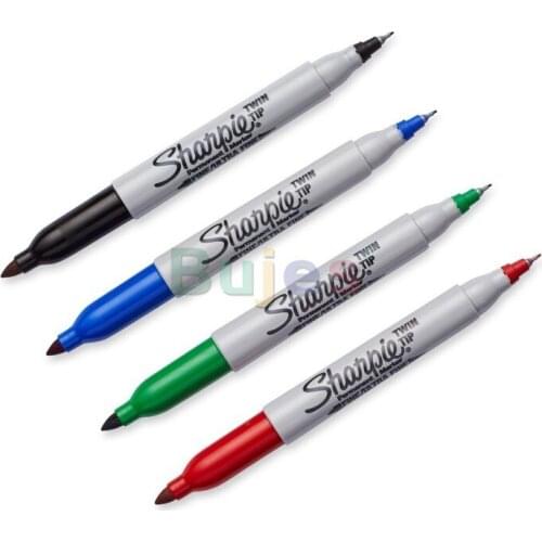 Sharpie 32000 Series Twin Tip Permanent Markers, Fine and Ultra Fine, Black, Red, Blue, Green, 12 Count/box