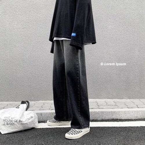 Korean Wide-leg Jeans Mens Fashion Casual Retro Gradient Jeans Men Streetwear Loose Hip-hop Straight Denim Trousers Mens M-3XL