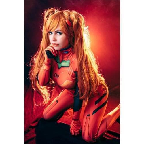 Asuka Cosplay Costume Zentai Fullbody Anime Eva 3.0 Shikinami Asuka Langley Soryu Jumpsuits Suit Bodysuit For Adults Kids