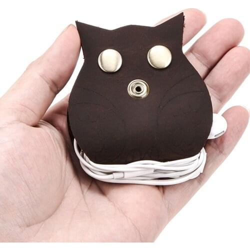 Leather Headphone Earphone Organizer Cord Organizer Wrap Winder Cord Manager Cable Winder for Earbud Wrap Headphones USB Cable